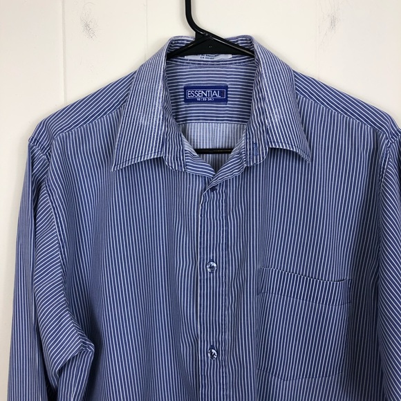 Vintage Blue White Pinstripe Button Down Sz L - Picture 4 of 9